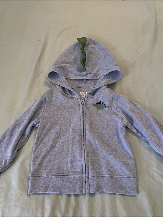 Carter's Other - Carter's Gray Zip Jacket w/Stegosaurus Dinosaur Accents on Hood and Embroidered